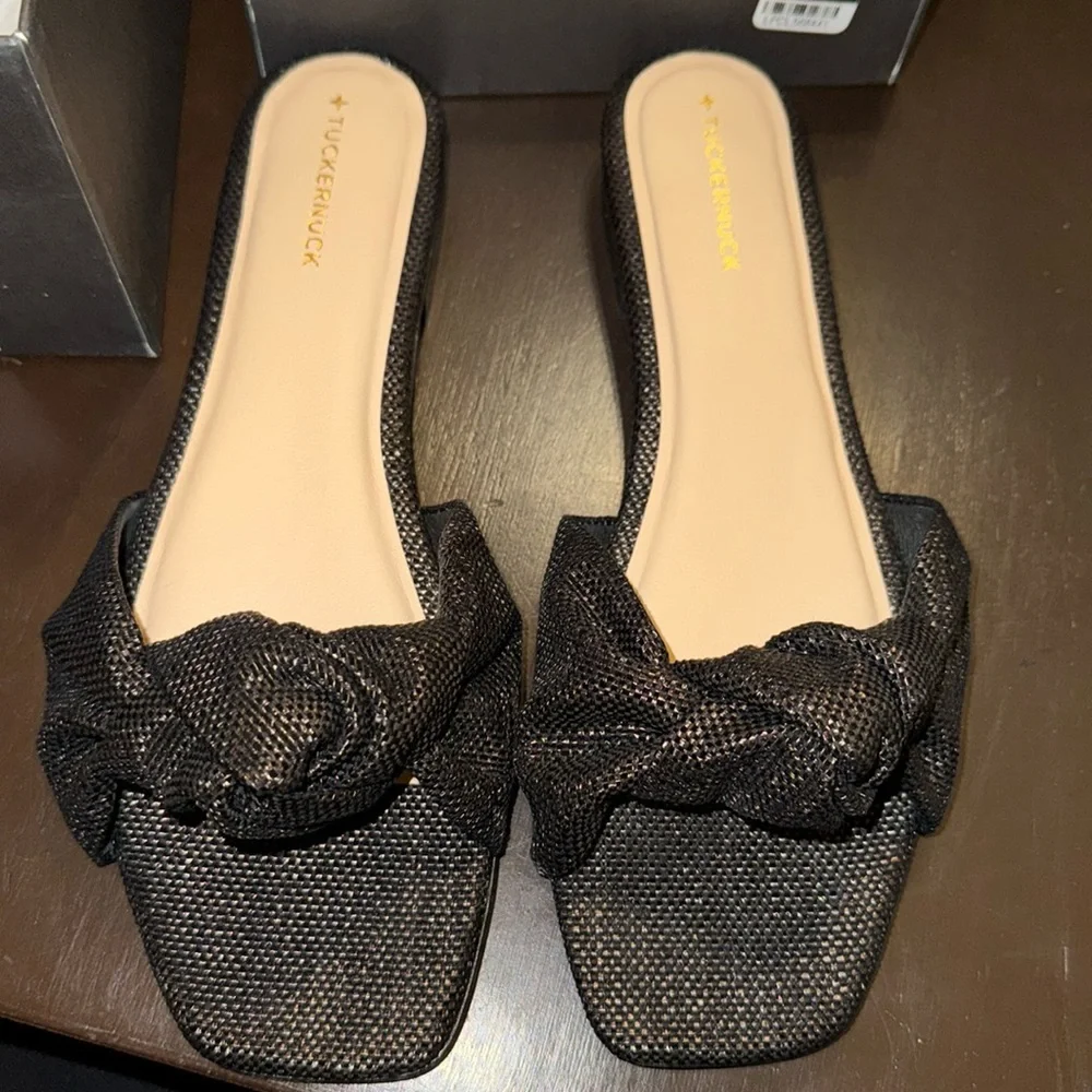 Black Raffia Brit Sandals TUCKERNUCK SHOES
